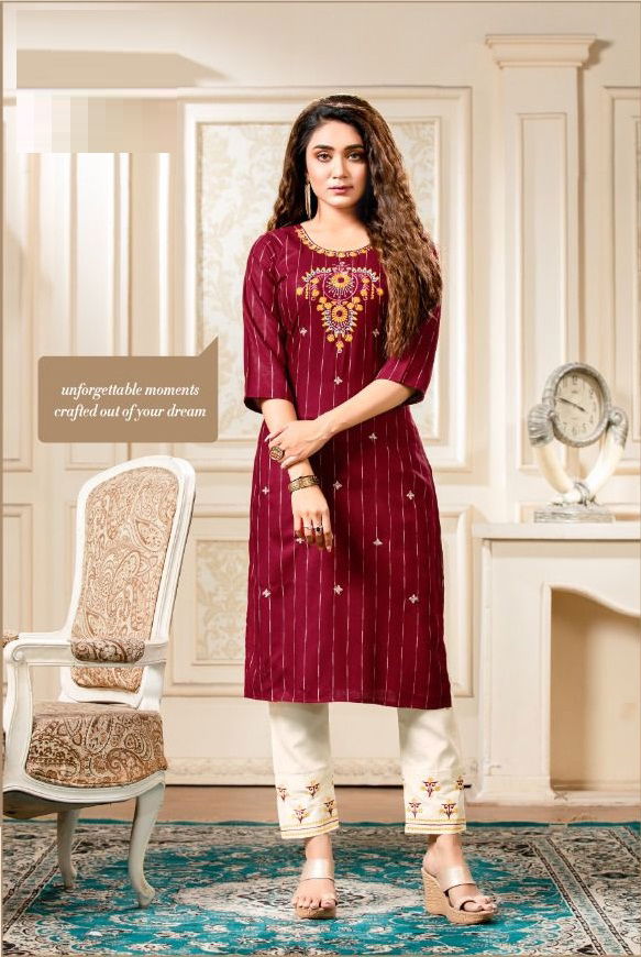 Nish Sunshine Latest Fancy Ethnic Wear Rayon Kurti With Bottom Collection
